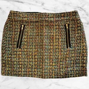 J Crew Factory Wool Blend Tweed Fully Lined Mini Skirt - Sz 8